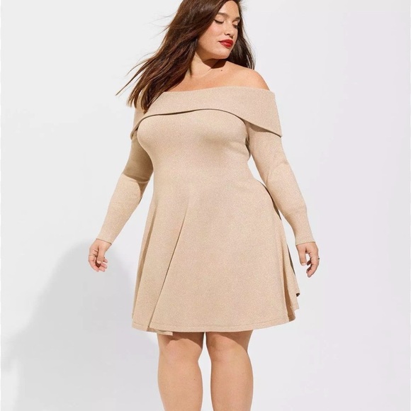 torrid Dresses & Skirts - Torrid 2X Marilyn Monroe Mini Fluted Sparkle Fold Down Sweater Dress NWT